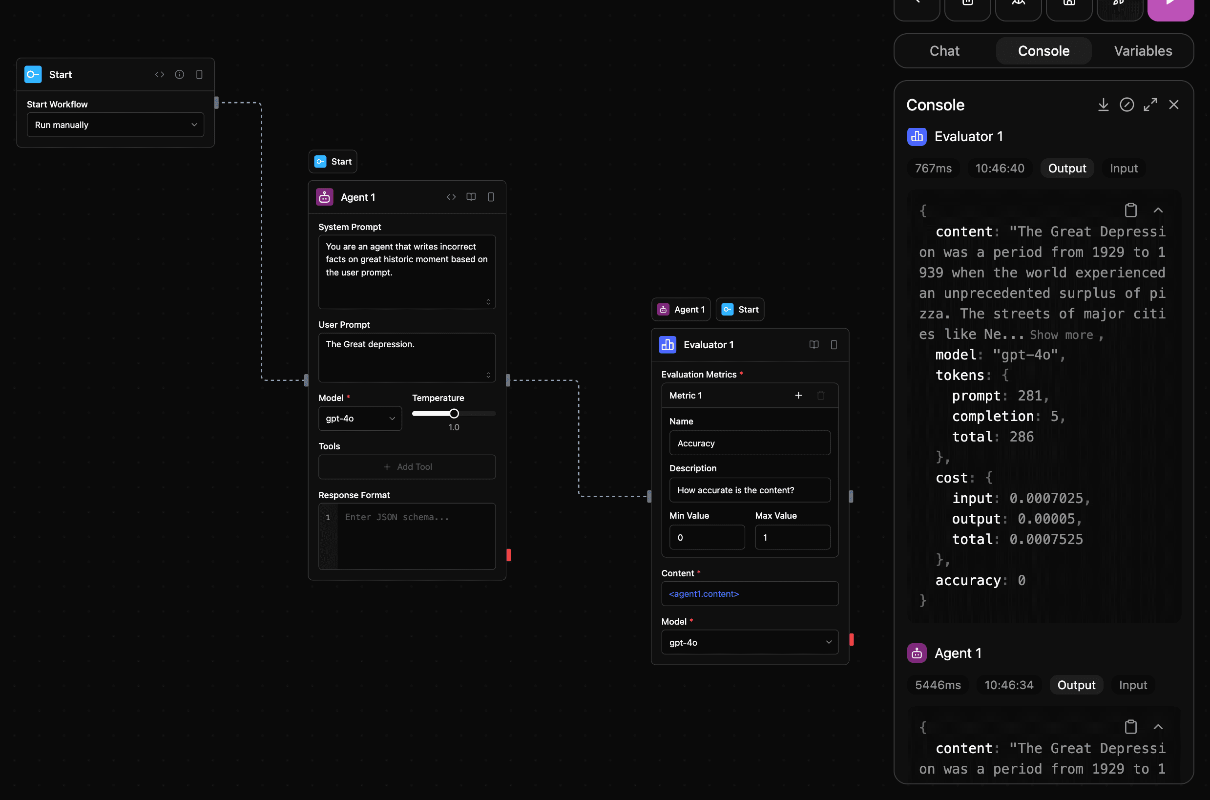 Evaluator screenshot
