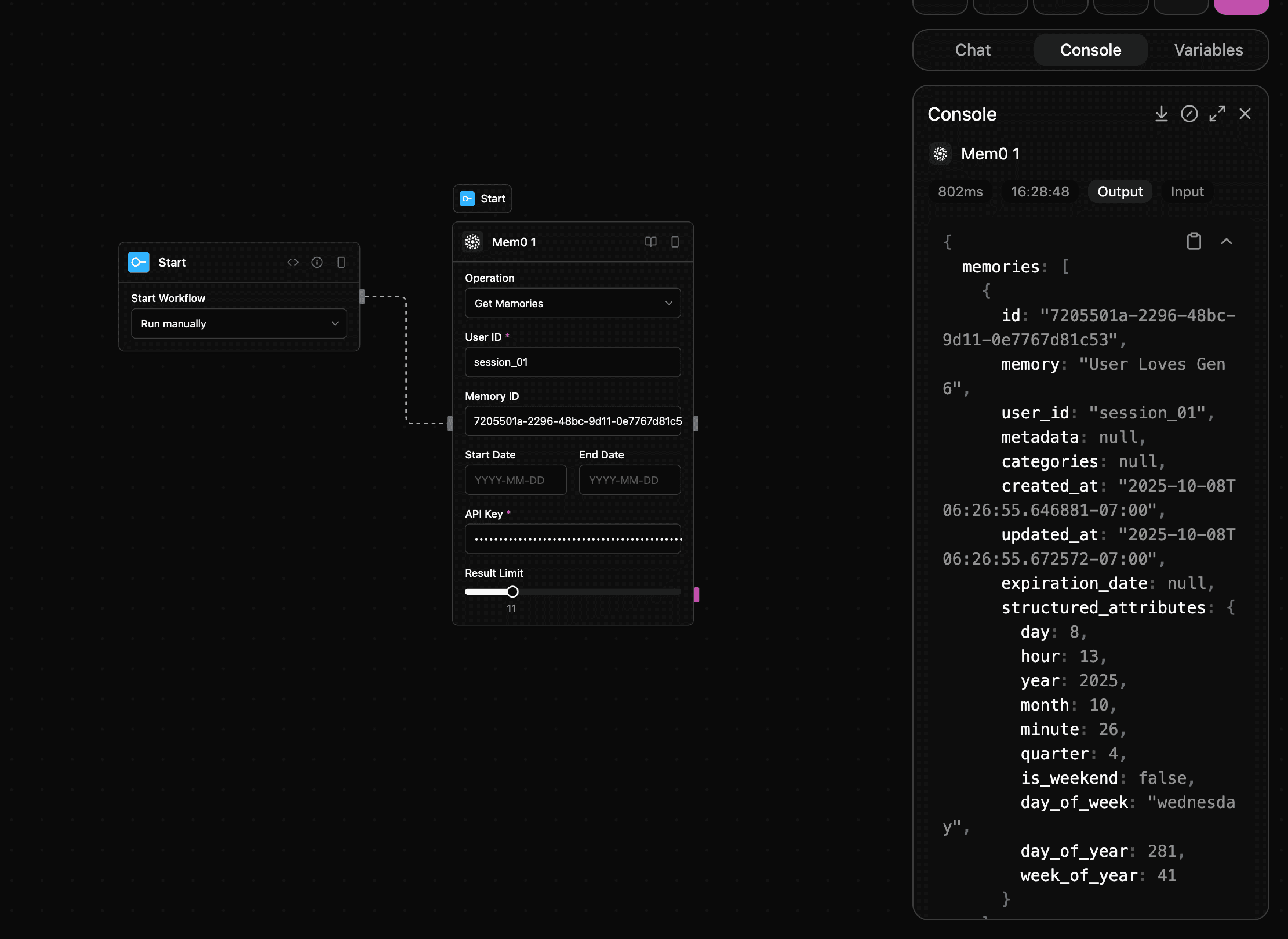 Mem0 block screenshot