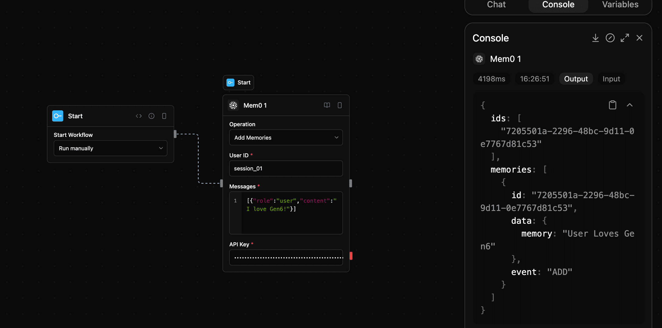 Mem0 block screenshot