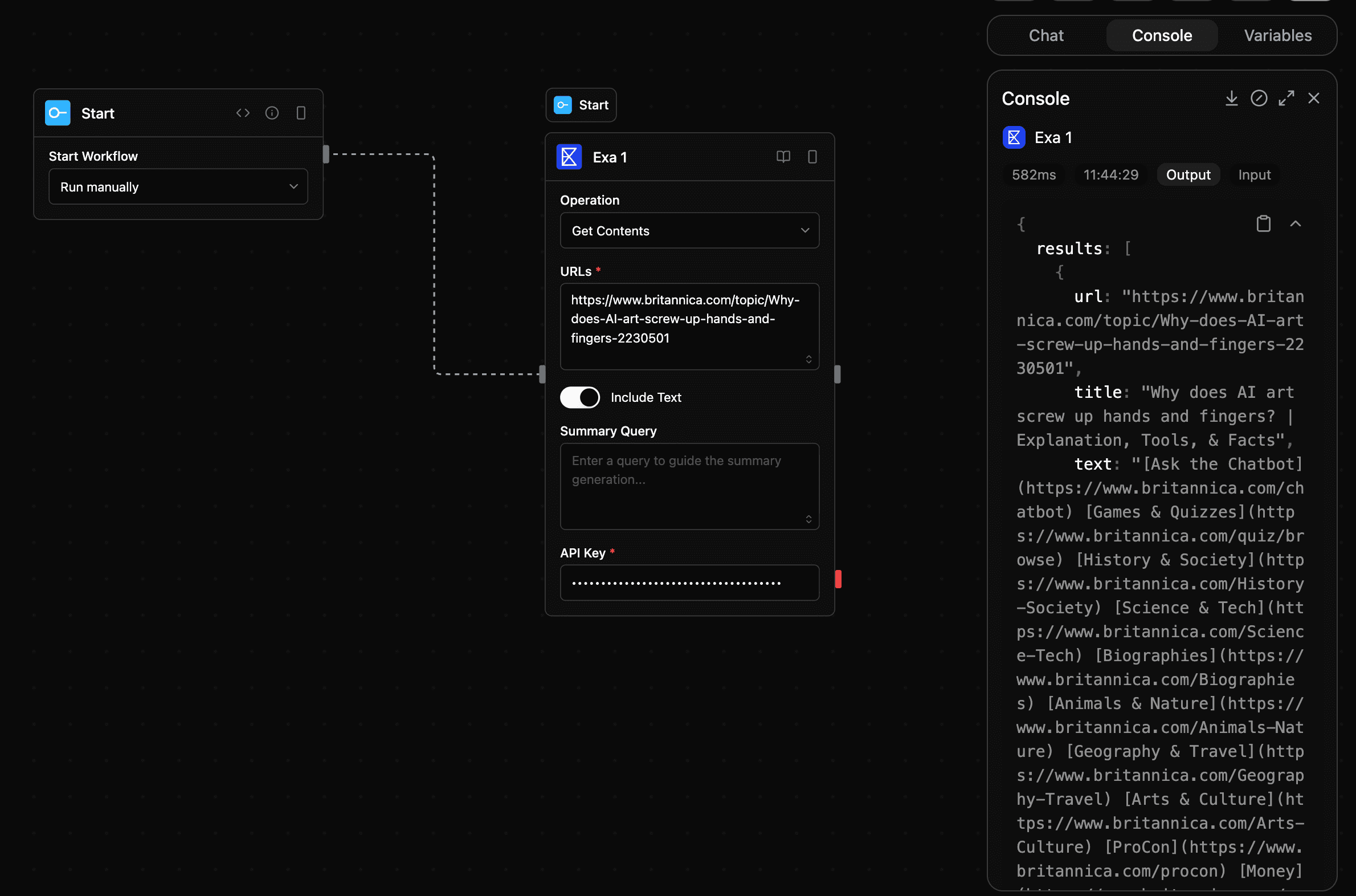 Exa block screenshot