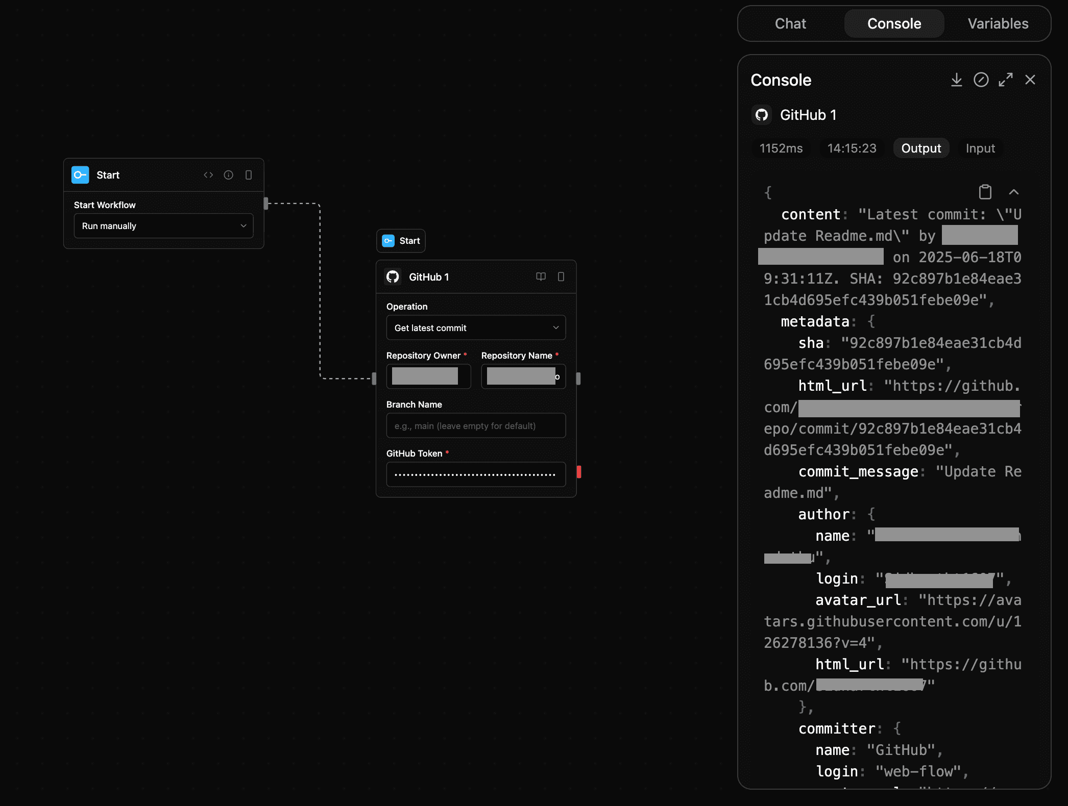 GitHub latest commit block